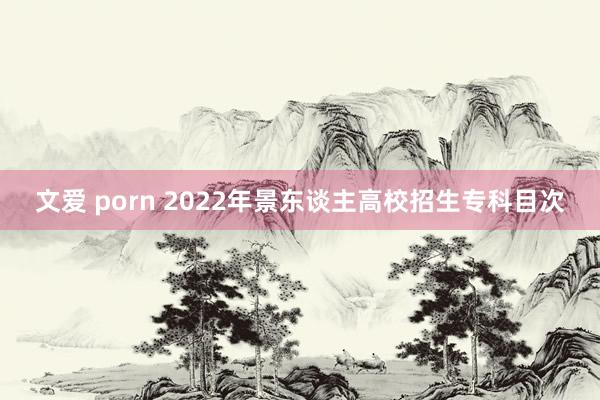 文爱 porn 2022年景东谈主高校招生专科目次