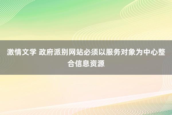 激情文学 政府派别网站必须以服务对象为中心整合信息资源