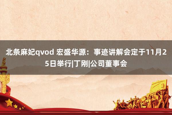 北条麻妃qvod 宏盛华源：事迹讲解会定于11月25日举行|丁刚|公司董事会